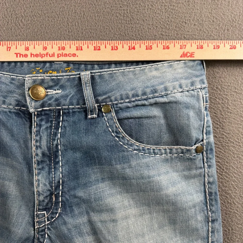 Wrangler Rock 47 Jeans Men 34x36 Blue Slim Boot Heavy Stitch Western Cowboy
